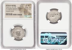 Ancients Roman Imperial Pupienus (April-July AD 238). AR antoninianus (24mm, 3.07 gm, 5h). NGC Choice XF 4/5 - 3/5. Rome. IMP CAES PVPIEN MAXIMVS AVG, radiate, draped, and cuirassed bust of Pupienus r