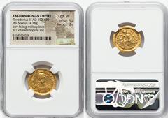 Ancients Roman Imperial Theodosius II, Eastern Roman Empire (AD 402-450). AV solidus (20mm, 4.38 gm, 6h). NGC Choice VF 5/5 - 3/5. Constantinople, 10th officina, AD 430-440. D N THEODO-SIVS P F AVG, p