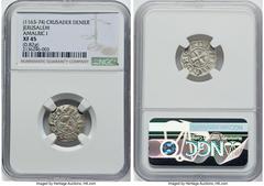 Crusader States Kingdom of Jerusalem Kingdom of Jerusalem. Amalric I Pair of Certified Denier ND (1163-1174) NGC, 1) Denier - XF45. 0.82gm 2) Denier - XF Details (Damaged) Jerusalem mint. HID054012420