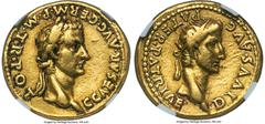 Ancients Roman Imperial Gaius (Caligula) (AD 37-41), with Divus Augustus (or Tiberius). AV aureus (19mm, 7.59 gm, 7h). NGC VF 5/5 - 2/5, edge filing. Lugdunum, AD 37-38. C CAESAR•AVG•GERM•P•M•TR•POT, 