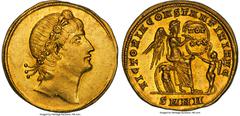 Ancients Roman Imperial Constantine I the Great, as Augustus (AD 307-337). AV solidus (21mm, 4.44 gm, 5h). NGC Choice AU 5/5 - 4/5. Nicomedia, 335 AD. Rosette and laurel-diademed head of Constantine I
