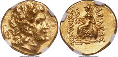 Ancients Greek PONTIC KINGDOM. Mithradates VI Eupator (120-63 BC). AV stater (19mm, 8.28 gm, 12h). NGC AU 5/5 - 3/5. Late posthumous issue in name and types of Lysimachus of Thrace, Callatis, period o