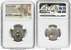 Ancients Greek IONIA. Ephesus. Ca. 4th century BC. AR tetradrachm (23mm, 15.20 gm, 11h). NGC XF 5/5 - 3/5. Ca. 360-350 BC, Demagores, magistrate. E-Φ, bee with straight wings seen from above / ΔHMAΓOP
