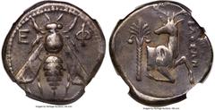 Ancients Greek IONIA. Ephesus. Ca. 4th century BC. AR tetradrachm (24mm, 15.02 gm, 12h). NGC Choice VF 5/5 - 4/5. Ca. 350-340 BC. Bloson, magistrate. E-Φ, bee with straight wings seen from above / BΛO