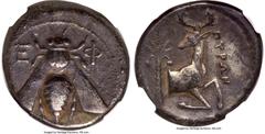 Ancients Greek IONIA. Ephesus. Ca. 4th century BC. AR tetradrachm (25mm, 14.97 gm, 11h). NGC Choice VF 4/5 - 3/5. Ca. 360-350 BC, Pyron, magistrate. E-Φ, bee with straight wings seen from above / ΠYPΩ