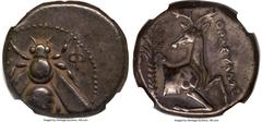 Ancients Greek IONIA. Ephesus. Ca. 4th century BC. AR tetradrachm (23mm, 14.94 gm, 12h). NGC Choice VF 3/5 - 3/5. Ca. 350-340 BC. Thrasyllus, magistrate. E-Φ, bee with straight wings seen from above /