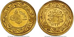 Islamic Dynasties Ottoman Empire Ottoman Empire. Mahmud II gold 2 Rumi Altin AH 1223 Year 12 (1818/1819) AU Details (Bent) NGC, Constantinople mint (in Turkey), KM614. HID05401242017 © 2022 Heritage A