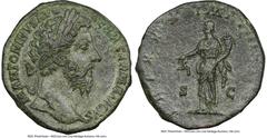Ancients Roman Imperial Marcus Aurelius, as Augustus (AD 161-180). AE sestertius (31mm, 22.10 gm, 11h). NGC AU 4/5 - 2/5, smoothing. Rome, AD 175-176. M ANTONINVS AVG-GERM SARMATICVS, laureate head of
