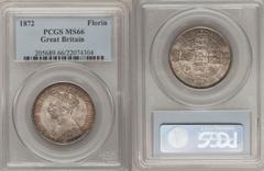 Victoria Gothic Florin 1872, S3893, Die #59, MS66 PCGS, Superb Gem UNC, high-end of the grade, bold strike although the dies clashed (see the two parallel faint raised lines in right obverse field), s
