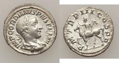 Greek and Roman Imperial. Lot of four miscellaneous coins. Includes: Macedonian Kingdom. Philip II. AE unit. VF30 ICG // Gordian III. AR double denarius. AU58 ANACS // Gordian III. AR denarius. Good V