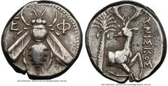 Ancients Greek IONIA. Ephesus. Ca. 4th century BC. AR tetradrachm (22mm, 15.15 gm, 11h). NGC VF 5/5 - 3/5. Ca. 370-360 BC. Cyniscus, magistrate. E-Φ, bee with straight wings seen from above / KΥNIΣKOΣ