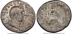 Ancients Roman Imperial Vitellius (late April-20 December AD 69). AR denarius (19mm, 6h). NGC VG. Rome. A VITELLIVS GERM IMP AVG TR P, laureate head of Vitellius right / PONT-MAXIM, Vesta enthroned ri