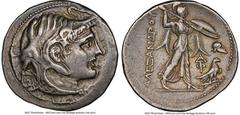 Ancients Greek PTOLEMAIC EGYPT. Ptolemy I Soter (305/4-282 BC). AR stater or tetradrachm (30mm, 15.50 gm, 1h). NGC Choice VF 3/5 - 2/5, die shift, graffiti, scratches. Ptolemaic standard. Alexandria, 