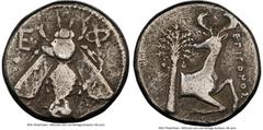 Ancients Greek IONIA. Ephesus. Ca. 4th century BC. AR tetradrachm (23mm, 15.16 gm, 11h). NGC Fine 4/5 - 3/5. Ca. 380-370 BC. Epigonus, magistrate. E-Φ, bee with straight wings seen from above / EΠIΓON