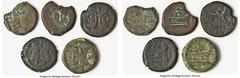 Ancients Ancient Lots ANCIENT LOTS. Roman Republic. Lot of five (5) AE asses. Good-Fine, edge chips, scuffs. Includes: Five Roman Republican AE asses, bearded head of Janus / Prow of galley right. Tot