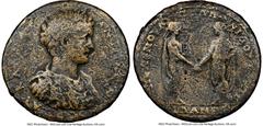 Ancients Roman Provincial LYDIA. Silandus. Caracalla (AD 198-217). AE medallion (44mm, 34.04 gm, 6h). NGC Fine 5/5 - 2/5, slight bend. Helenos, the son of Apollonides, first archon for the second time