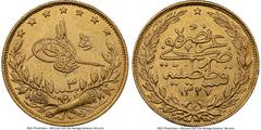 Islamic Dynasties Ottoman Empire Ottoman Empire. Mehmed V gold "Mint Visit" 100 Kurush AH 1327 Year 3 (1911/19122) MS61 NGC, Constantinople mint, KM806. HID05401242017 © 2023 Heritage Auctions | All R