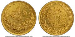 Islamic Dynasties Ottoman Empire Ottoman Empire. Mehmed V gold 100 Kurush AH 1327 Year 5 (1912/1913) AU55 PCGS, Constantinople mint, KM754, Fr-54. HID05401242017 © 2023 Heritage Auctions | All Rights 