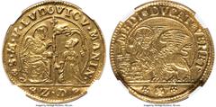 Italy Venice Venice. Ludovico Manin gold 1/2 Ducato of 4 Zecchini ND (1789-1797) XF Details (Tooled) NGC, KM-Unl., Fr-Unl., CNI-39. 13.86gm. A splendid Venetian gold rarity, struck to a denomination t