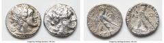 Ancients Ancient Lots ANCIENT LOTS. Greek. Ptolemaic Kingdom. Lot of two (2) AR tetradrachms. Fine, polished. Includes: Two AR tetradrachms, different rulers and types. Total of two (2) coins in lot. 