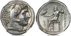 Ancients Greek MACEDONIAN KINGDOM. Alexander III the Great (336-323 BC). AR tetradrachm (28mm, 17.20 gm, 5h). NGC MS 5/5 - 3/5, Fine Style. Late lifetime-early posthumous issue of Pella, under the Reg