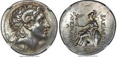 Ancients Greek THRACIAN KINGDOM. Lysimachus (305-281 BC). AR tetradrachm (31mm, 16.96 gm, 12h). NGC Choice AU 5/5 - 4/5, Fine Style. Pergamum, ca. 297-281 BC. Diademed head of deified Alexander III ri