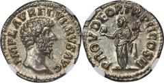 Ancients Roman Imperial Lucius Verus (AD 161-169). AR denarius (18mm, 3.32 gm, 12h). NGC MS S 5/5 - 4/5. Rome, December AD 161-December AD 162. IMP L AVREL VERVS AVG, bare head of Lucius Verus right /