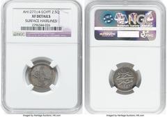Islamic Dynasties Ottoman Empire Ottoman Empire. Abdul Aziz Pair of Certified Assorted Issues NGC, 1) 2-1/2 Qirsh AH 1277 Year 4 (1863/1864) - XF Details (Surface Hairlines), Misr mint (in Egypt), KM2