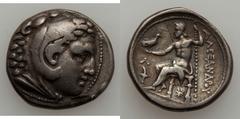 GREEK LOTS. Lot of two Hellenistic AR tetradrachms. Includes a Macedonian posthumous tetradrachm of Alexander III the Great (Amphipolis, Price 481) and a Seleucid AR tetradrachm of Antiochos VIII Gryp