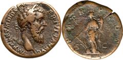 Didius Julianus (AD 193). Æ sestertius (15.75 gm). Rome. IMP CAES M DID SEV-ER IVLIAN AVG, laureate head right / P M TR P COS, S C low across field, Fortuna standing left, resting rudder on globe and 