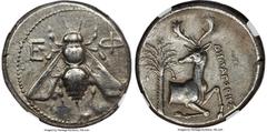 Ancients Greek IONIA. Ephesus. Ca. 4th century BC. AR tetradrachm (25mm, 15.26 gm, 12h). NGC Choice VF 5/5 - 3/5. Ca. 360-350 BC, Demagores, magistrate. E-Φ, bee with straight wings seen from above / 