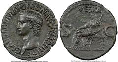 Ancients Roman Imperial Gaius (Caligula) (AD 37-41). AE as (29mm, 11.93 gm, 7h). NGC Choice AU 5/5 - 2/5, Fine Style, scuff. Rome, 39 AD. C CAESAR DIVI AVG PRON AVG P M TR P III P P, bare head of Cali