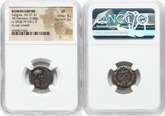 Ancients Roman Imperial Gaius (Caligula) (AD 37-41). AR denarius (18mm, 3.68 gm, 12h). NGC VF 4/5 - 3/5. Rome, AD 41. C•CAESAR•AVG•PON•M•TR•POT•III•COS•III, laureate head of Caligula right / S•P•Q•R /