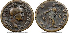 Ancients Roman Imperial Galba (AD 68-69). AE as (27mm, 6h). NGC Fine. Rome, ca. October AD 68. SER GALBA IMP C-AESAR AVG TR P, laureate head of Galba right / PA-X-AVGVST, Pax standing facing, head lef