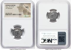 Ancients Roman Imperial Titus, as Augustus (AD 79-81). AR denarius (18mm, 5h). NGC VG. Rome, 1 January-30 June AD 80. IMP TITVS CAES VESPASIAN AVG P M, laureate head of Titus right / TR P IX IMP XV-CO