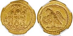 Ancients Greek SCYTHIA. Geto-Dacians. Coson (ca. after 54 BC). AV stater (21mm, 8.33 gm, 11h). NGC MS 5/5 - 4/5. Ca. 44-42 BC. Roman consul (L. Junius Brutus) walking left, accompanied by two lictors 