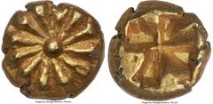 Ancients Greek IONIA. Erythrae(?). Ca. 600-550 BC. EL 1/12 stater or hemihecte (9mm, 1.35 gm). NGC Choice AU 5/5 - 4/5. Rosette of twelve leaves around a central pellet / Deeply incuse quadripartite s