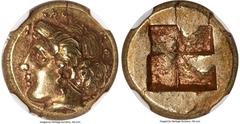 Ancients Greek IONIA. Phocaea. Ca. 477-388 BC. EL sixth-stater or hecte (11mm, 2.55 gm). NGC Choice XF 5/5 - 4/5, Fine Style. Head of nymph left, wearing pendant earring, hair confined by ampyx and or