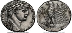 Ancients Roman Provincial SYRIA. Antioch. Nero (AD 54-68). AR tetradrachm (24mm, 14.81 gm, 12h). NGC Choice XF 4/5 - 3/5, brushed. Dated Caesarean Era Year 110 and Regnal Year 8 (AD 61/2). NEPΩNOΣ KAI