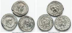 Ancients ANCIENT LOTS. Roman Provincial. Lot of three (3) BI tetradrachms. XF-Choice XF, Silvering. Includes: Three Roman Provincial BI tetradrachms, various rulers and types. Total of three (3) coins