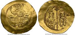 Ancients Byzantine John II Comnenus (AD 1118-1143). AV hyperpyron (32mm, 4.41 gm, 6h). NGC Choice XF 5/5 - 1/5, flattened, graffito. Constantinople, AD 1118-1122. IC-XC (barred), Christ seated facing 