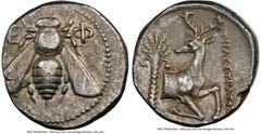 Ancients Greek IONIA. Ephesus. Ca. 4th century BC. AR tetradrachm (23mm, 15.25 gm, 12h). NGC XF 4/5 - 3/5. Ca. 360-350 BC, Telestratus, magistrate. E-Φ, bee with straight wings seen from above / THΛEΣ
