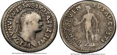 Ancients Roman Imperial Titus, as Augustus (AD 79-81). AR denarius (20mm, 7h). NGC VG. Rome, AD 79-80. IMP TITVS CAES VESPASIAN AVG PM, laureate head of Titus right / BONVS EVEN-TVS AVGVSTI, Bonus Eve