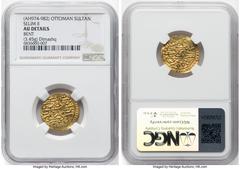 Islamic Dynasties Ottoman Empire Ottoman Empire. Selim II (AH 974-982 / AD 1566-1574) gold Sultani AH 974 (AD 1566/1567) AU Details (Bent) NGC, Dimashq mint, A-1324. 3.45gm. HID05401242017 © 2024 Heri