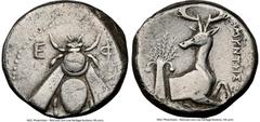 Ancients Greek IONIA. Ephesus. Ca. 4th century BC. AR tetradrachm (23mm, 14.98 gm, 12h). NGC Fine 4/5 - 3/5. Amyntes, magistrate. E-Φ, bee with straight wings seen from above / AMYNTHΣ, forepart of st