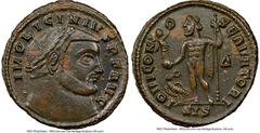 Ancients Roman Imperial Licinius I (AD 308-324). BI follis or reduced nummus (20mm, 3.99 gm, 6h). NGC Choice AU 5/5 - 3/5. Siscia, 4th officina, AD 313-315. IMP LICINIVS P F AVG, laureate head of Lici