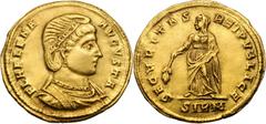 Helena, Mother of Constantine I. . Solidus, 4.36g (1h). Sirmium, 324-5 AD. Obv: FL HELENA - AVGVSTA Diademed, draped bust right, seen from front, wearing earring and necklace. Rx: SECVRITAS - REIPVBLI
