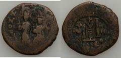 BYZANTINE EMPIRE. Heraclius (AD 610-641). AE follis (11.82 gm). Nicomedia, year 4 (AD 614/5). Full figures of Heraclius and Heraclius Constantine stg. facing, each crowned and holding globus cruciger 
