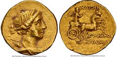Ancients Greek IONIA. Magnesia ad Maeandrum. Ca. mid-2nd century BC. AV stater (17mm, 8.40 gm, 12h). NGC Choice XF 4/5 - 3/5. Ca. 155-145 BC, Euphemus and Pausanius, magistrates. Draped bust of Artemi