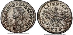 Ancients Roman Imperial Probus (AD 276-282). BI antoninianus (23mm, 3.78 gm, 11h). NGC Choice AU 5/5 - 4/5, Silvering. Cyzicus, 1st officina, AD 280. IMP C M AVR PROBVS P F AVG, radiate, mantled bust 